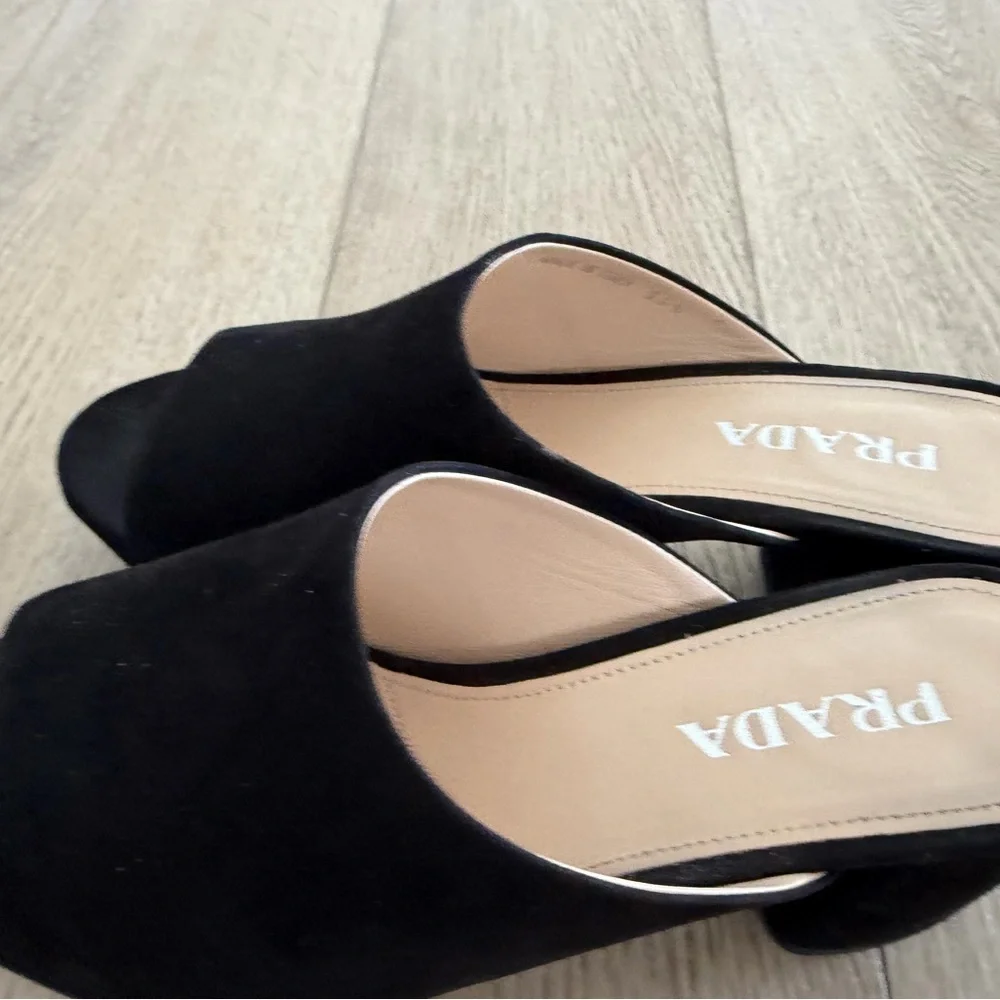 Prada Suede Platform Mules